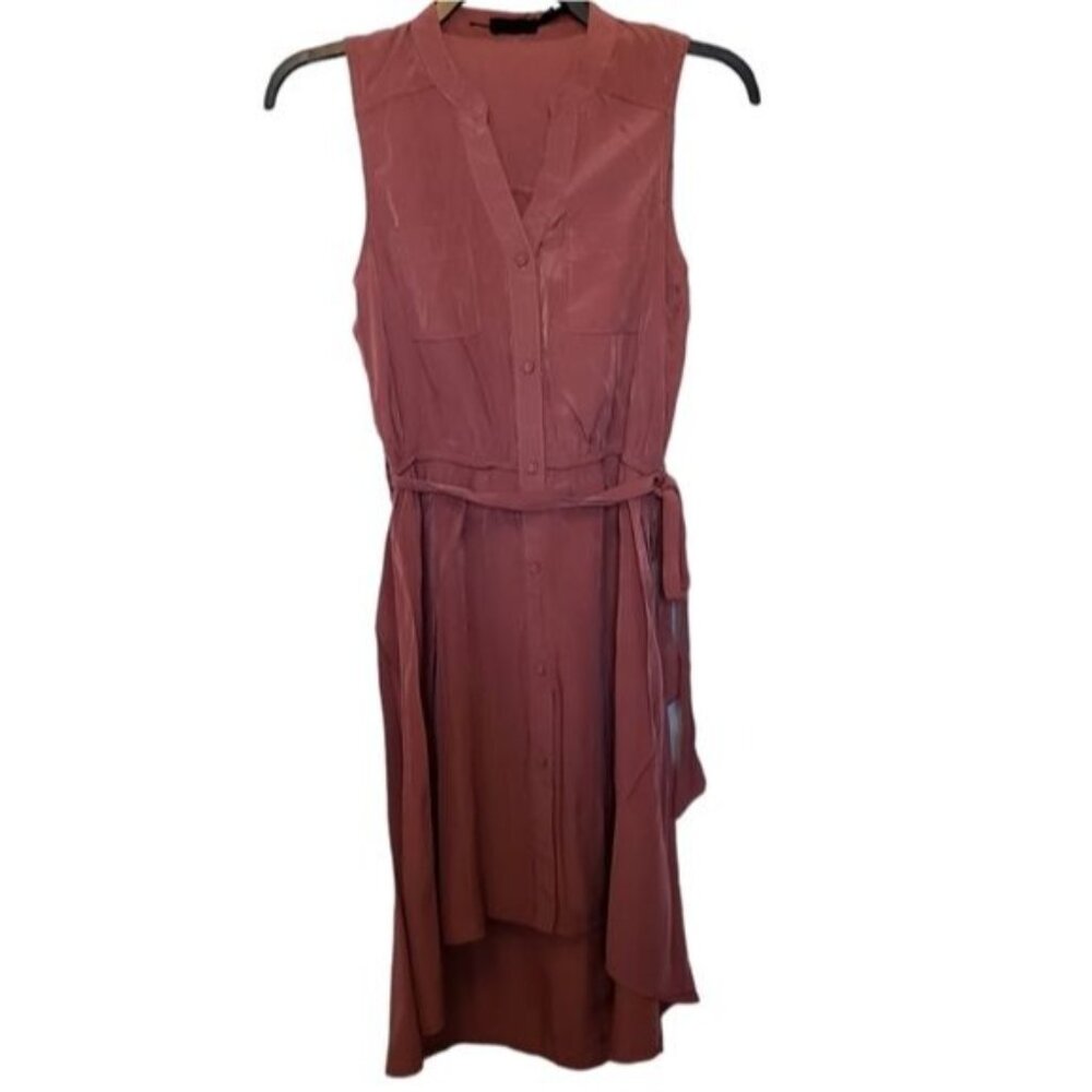 Blu Pepper Pink Sleeveless Button Down High Low Dress Size Small
